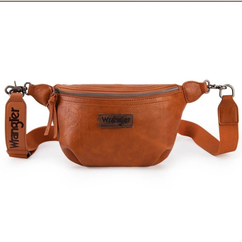 Wrangler‎ Sling Bag Crossbody Fanny Pack Light Brown Wide Strap NWT